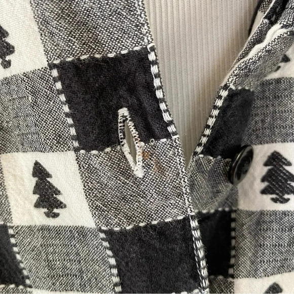 VTG Westbound Black White Gingham Plaid Button Front Shirt Christmas tree Size L - Picture 5 of 12